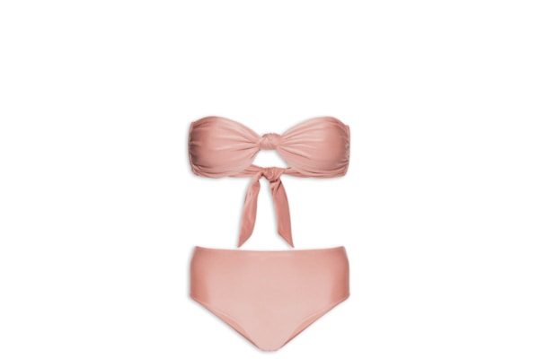 Biquíni Conjunto Top Bandeau E Hot Pants - Rosa