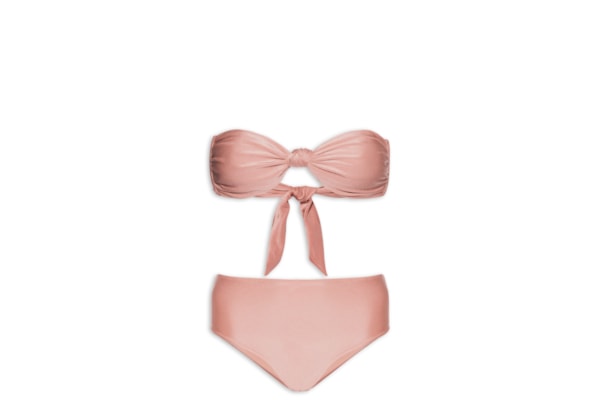 Biquíni Conjunto Top Bandeau E Hot Pants - Rosa
