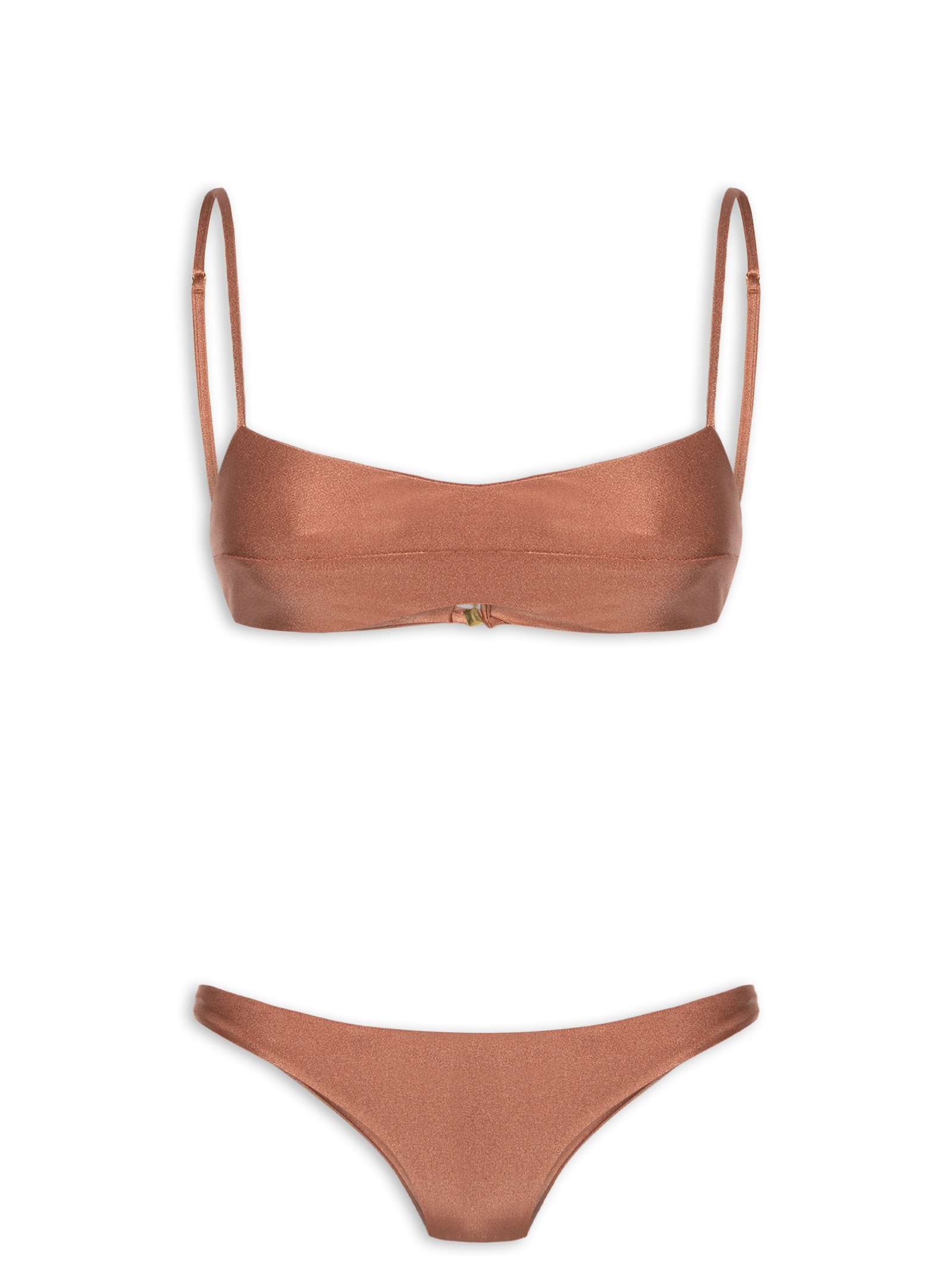 Biquìni Conjunto Top Reto E Calcinha Fixa Marrom '2Essential
