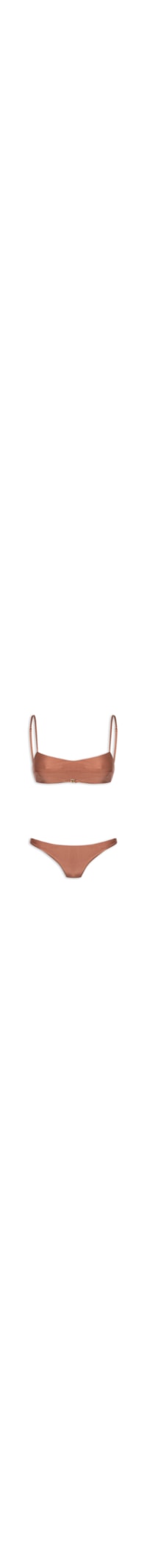 Biquìni Conjunto Top Reto E Calcinha Fixa - Marrom