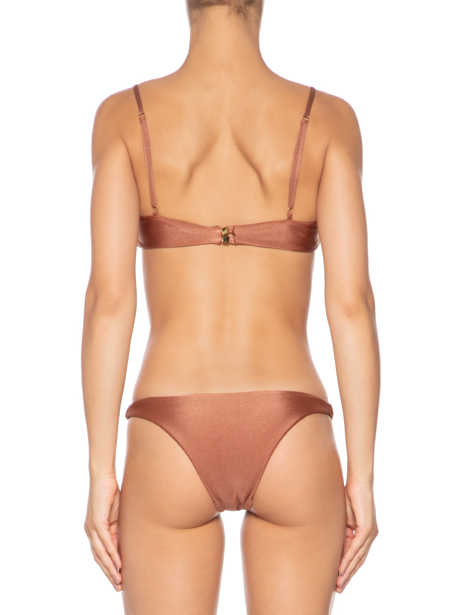 Biquìni Conjunto Top Reto E Calcinha Fixa Marrom '2Essential