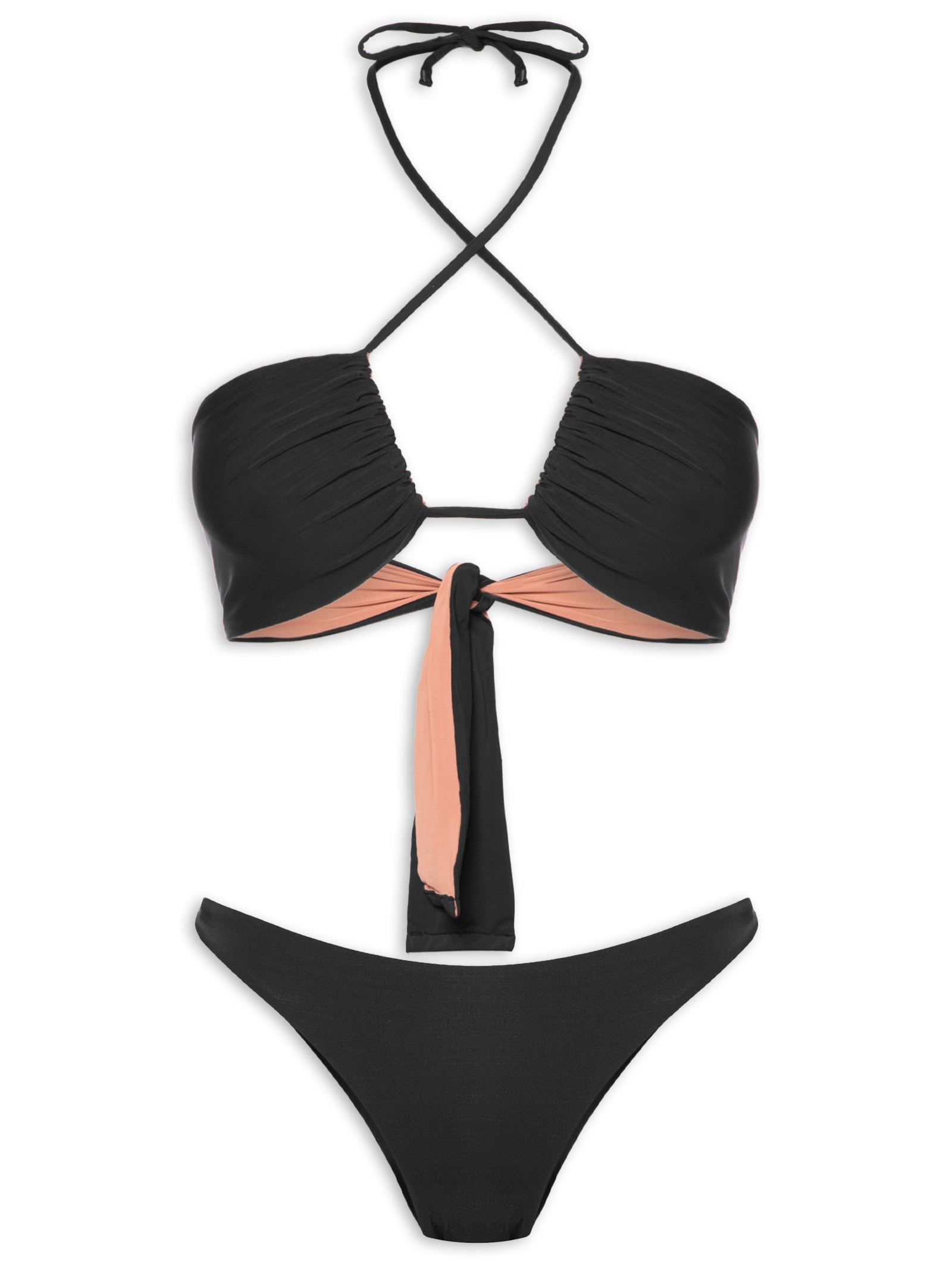 Biquini Conjunto Top Triângulo E Calcinha Preto '2Essential