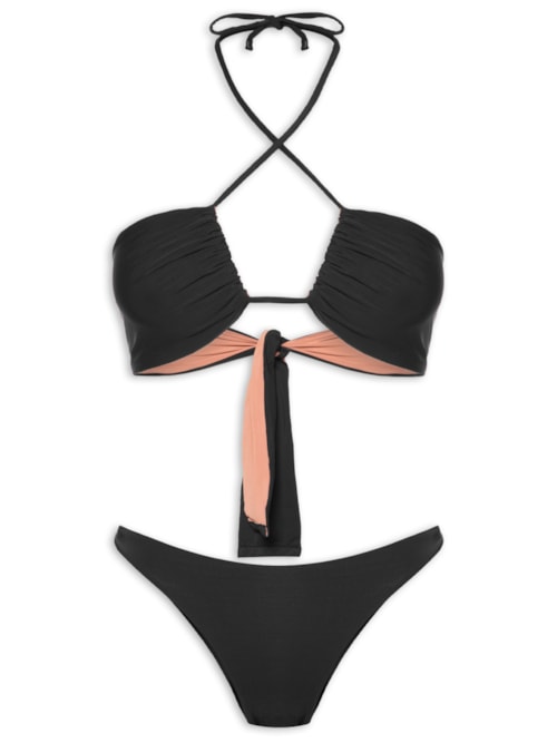 Biquini Conjunto Top Triângulo E Calcinha – Preto