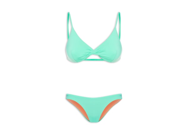 Biquíni Conjunto Triângulo com Detalhe Torcido e Calcinha Fixa - Azul