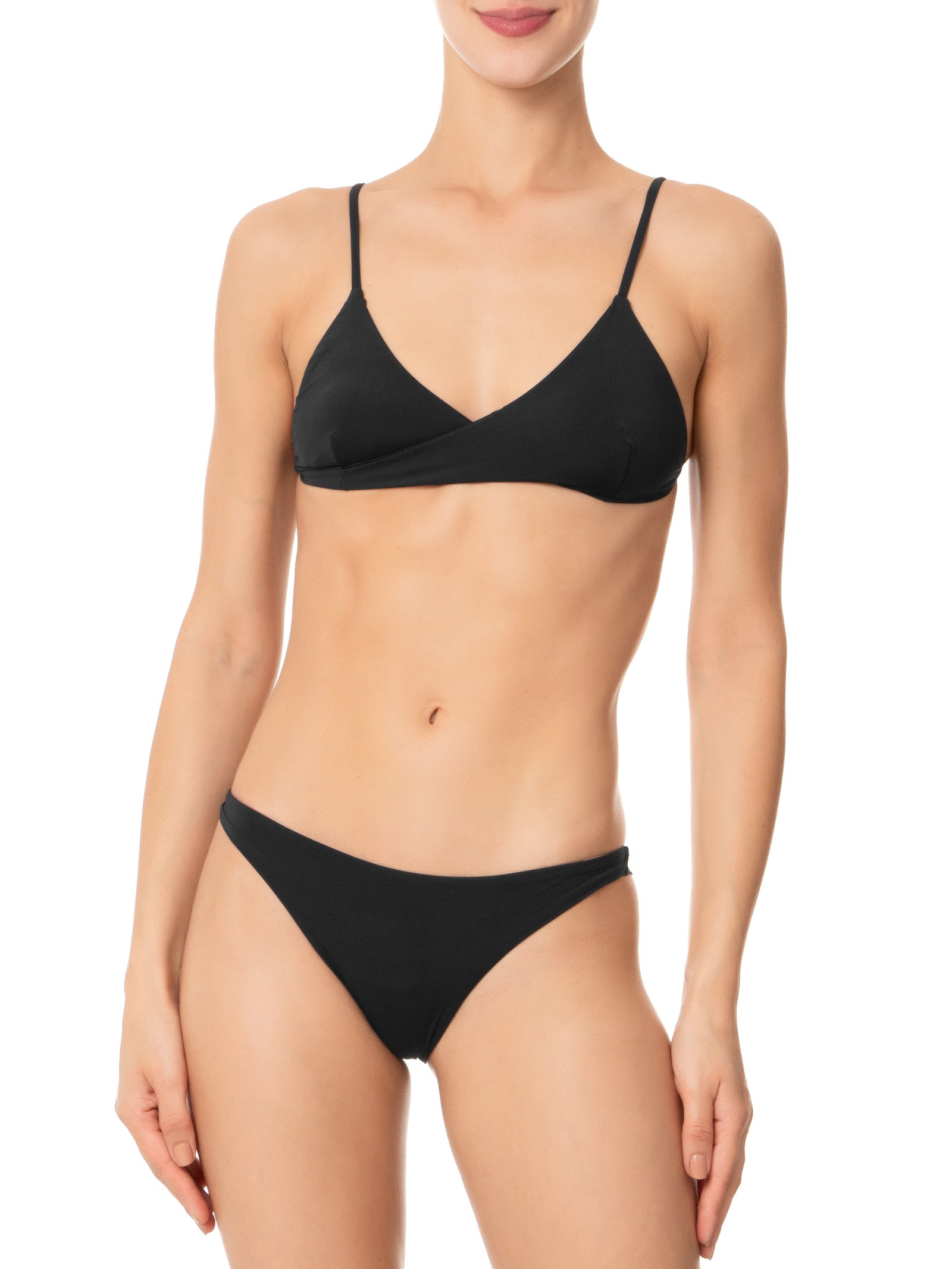 Biquíni Conjunto Triângulo com Detalhe Torcido e Calcinha Fixa Preto '2Essential