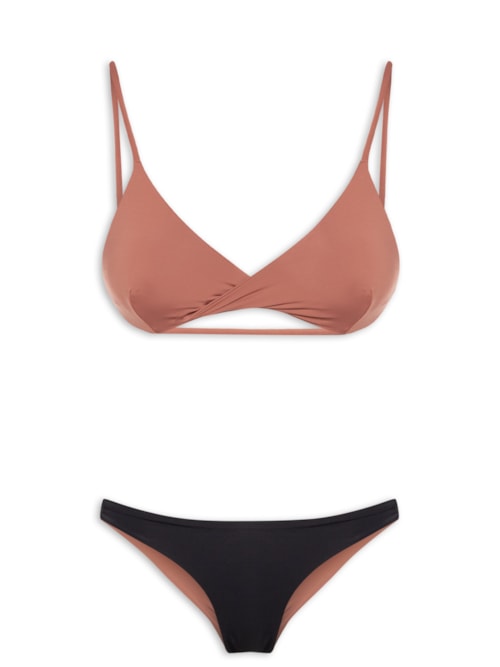 Biquini Conjunto Triângulo Com Detalhe Torcido E Calcinha Fixa – Rosa
