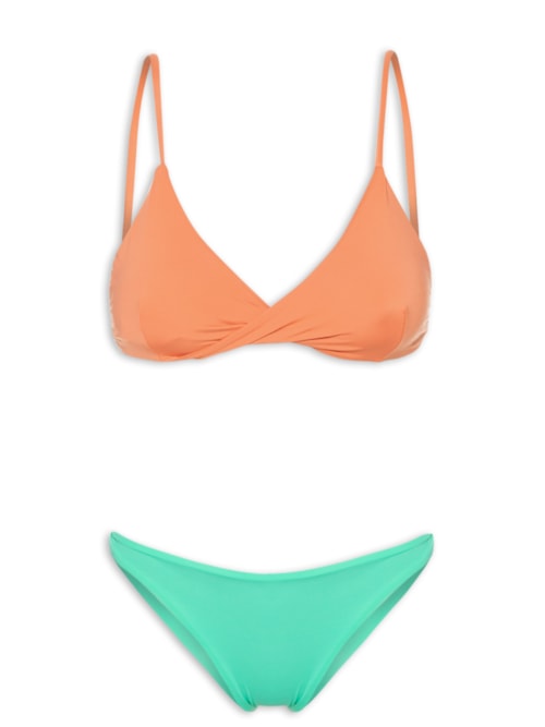 Biquíni Conjunto Triangulo Com Detalhe Torcido E Calcinha Fixa – Rosa