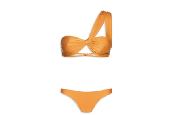 Biquíni Conjunto Um Ombro Só E Calcinha Fixa - Amarelo