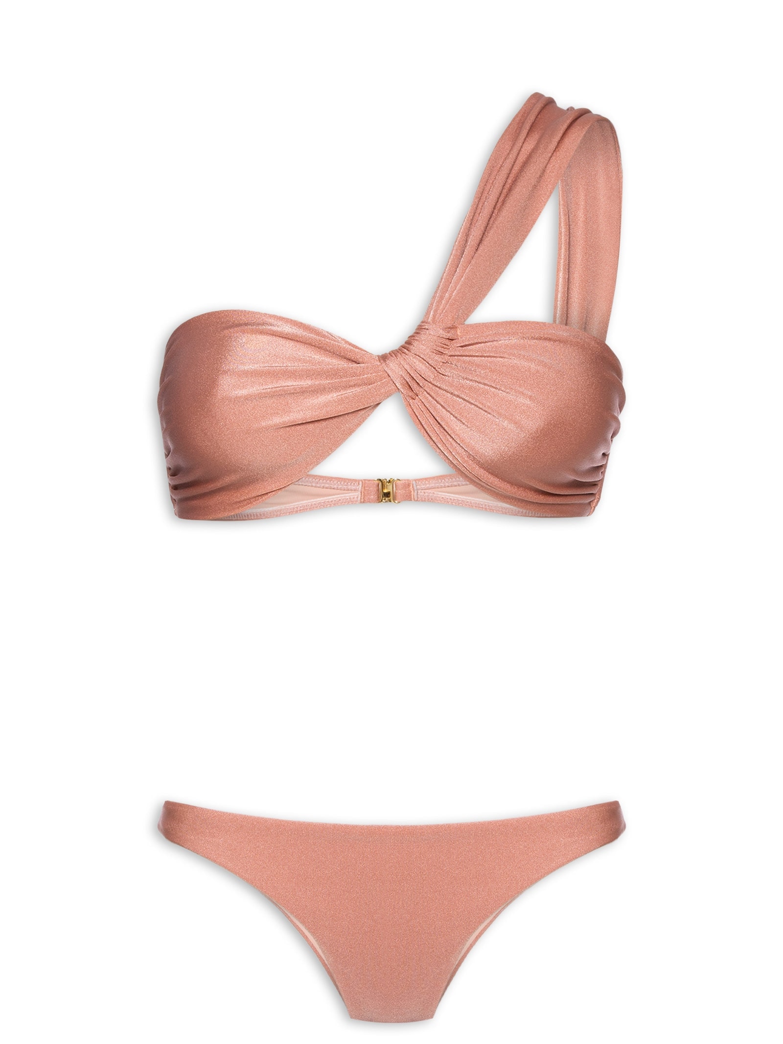 Biquíni Conjunto Um Ombro Só E Calcinha Fixa Rosa '2Essential