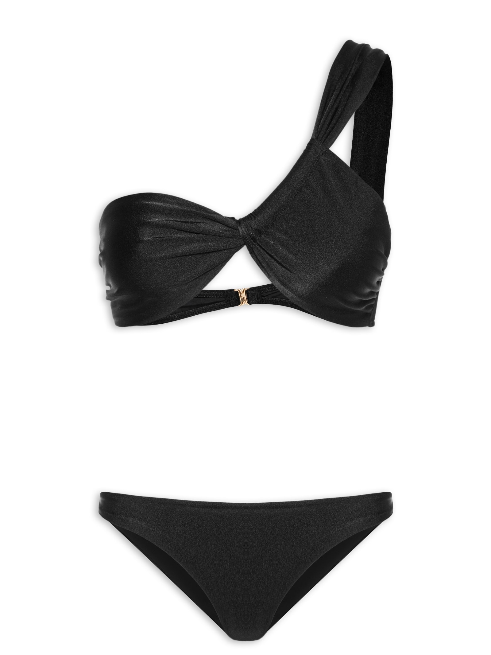 Biquíni Conjunto Um Ombro Só E Calcinha Preto '2Essential