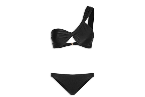 Biquíni Conjunto Um Ombro Só E Calcinha - Preto