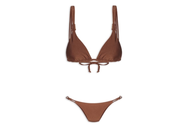 Biquíni Cortininha Com Alça Dupla - Marrom