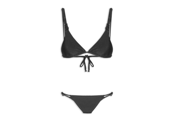 Biquíni Cortininha Com Alça Dupla - Preto