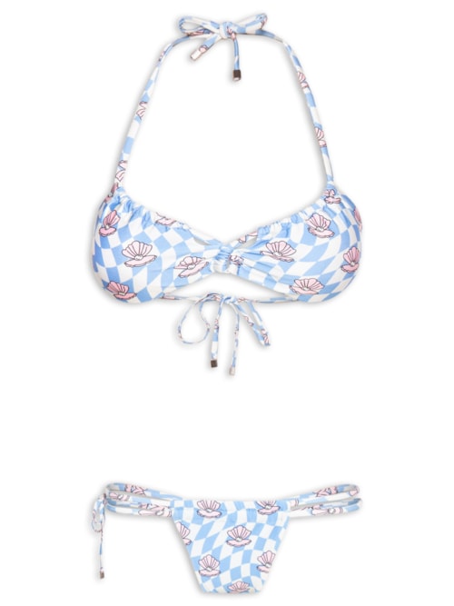 Biquíni Cortininha Estampado – Azul