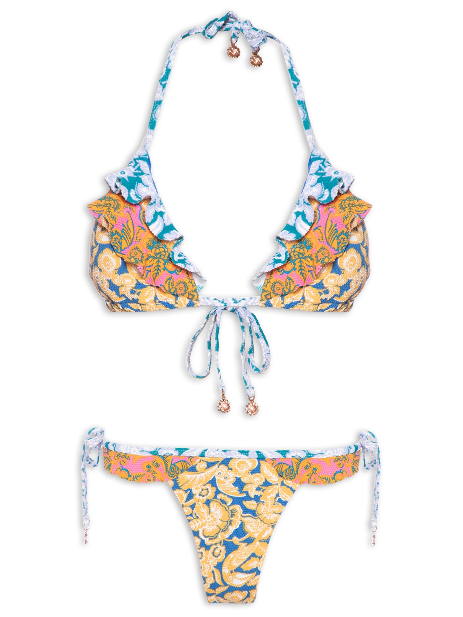 Biquini Cortininha Estampado Azul Mktbeach