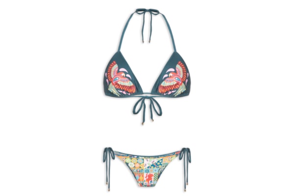 Biquíni Cortininha Estampado - Azul