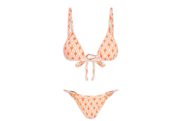 Biquíni Cortininha Estampado - Laranja