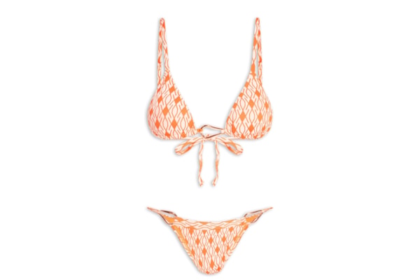Biquíni Cortininha Estampado - Laranja