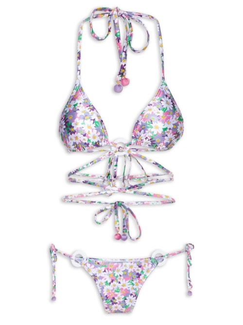 Biquíni Cortininha Estampado – Lilás