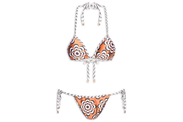 Biquíni Cortininha Estampado - Marrom