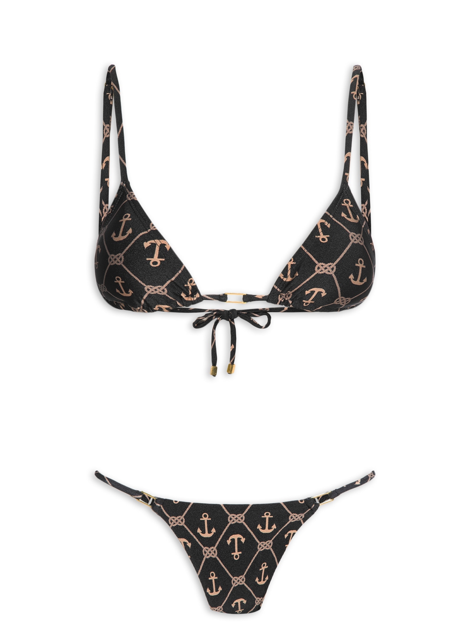 Biquíni Cortininha Estampado Preto Mktbeach