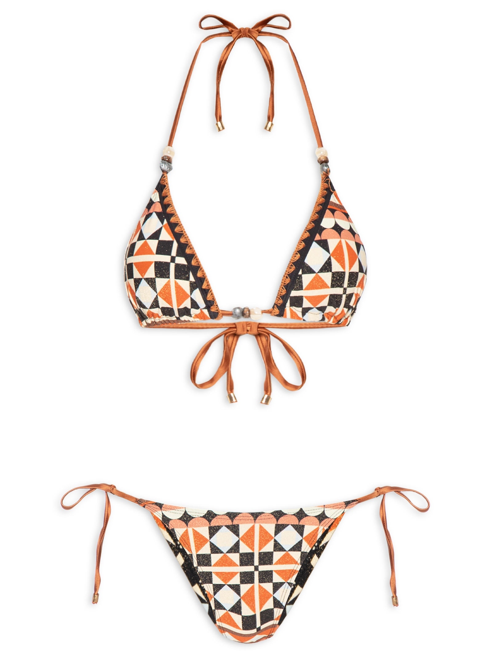 Biquíni Cortininha Estampado Preto Mktbeach