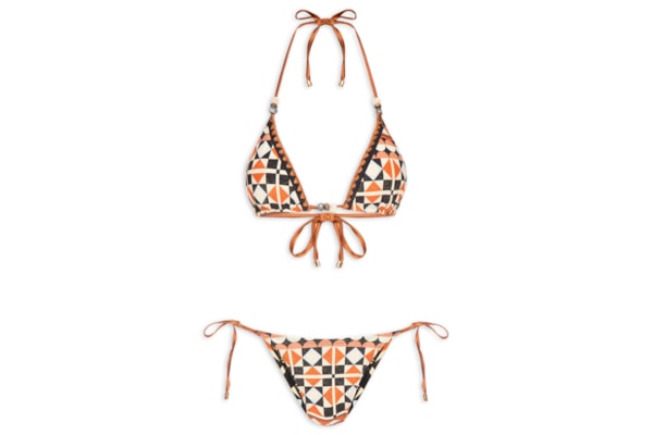 Biquíni Cortininha Estampado - Preto