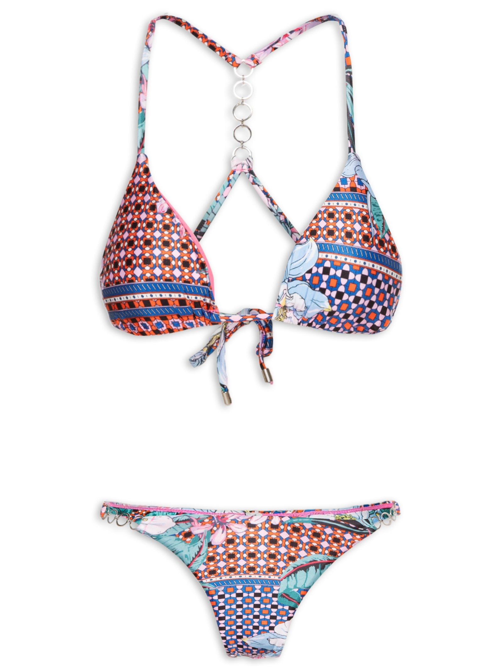 Biquini Cortininha Estampado Rosa Mktbeach