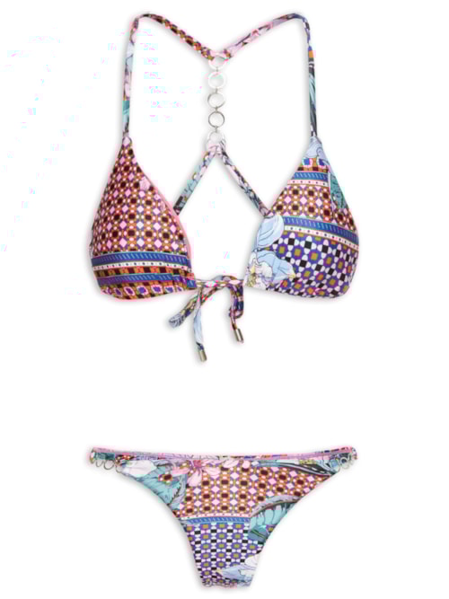 Biquini Cortininha Estampado – Rosa