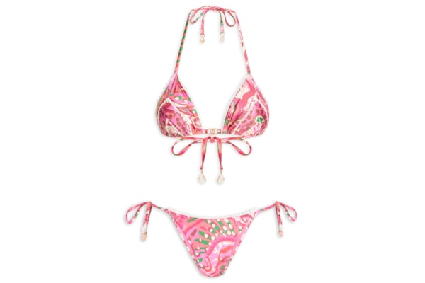 Biquíni Cortininha Estampado - Rosa