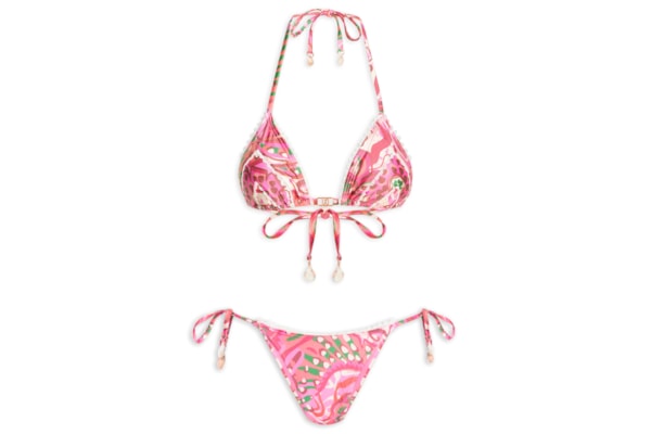 Biquíni Cortininha Estampado - Rosa