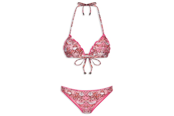 Biquíni Cortininha Estampado - Rosa