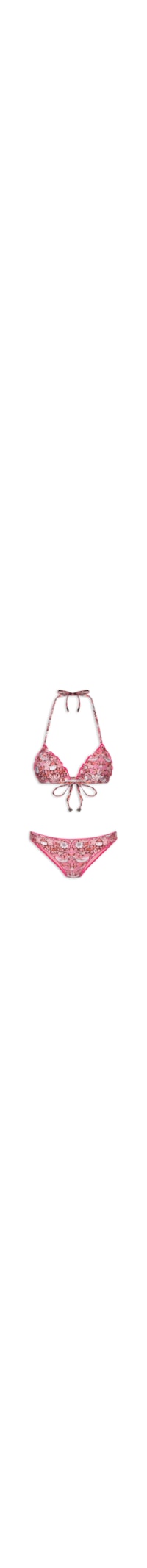 Biquíni Cortininha Estampado - Rosa