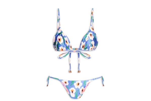 Biquíni Cortininha Feminino Estampado - Azul