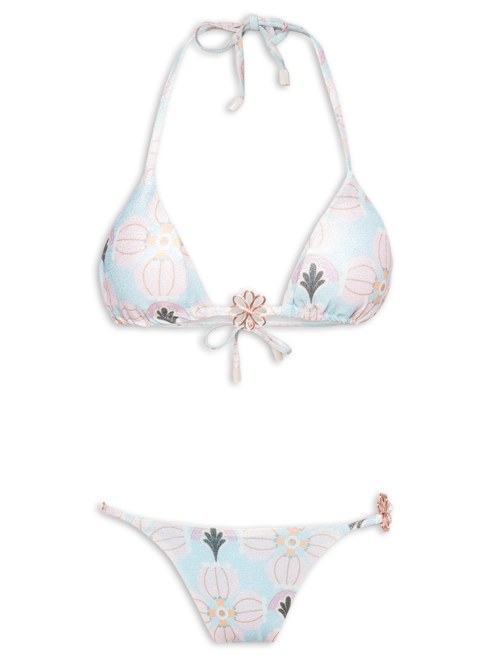 Biquíni Cortininha Floral Azul Mktbeach