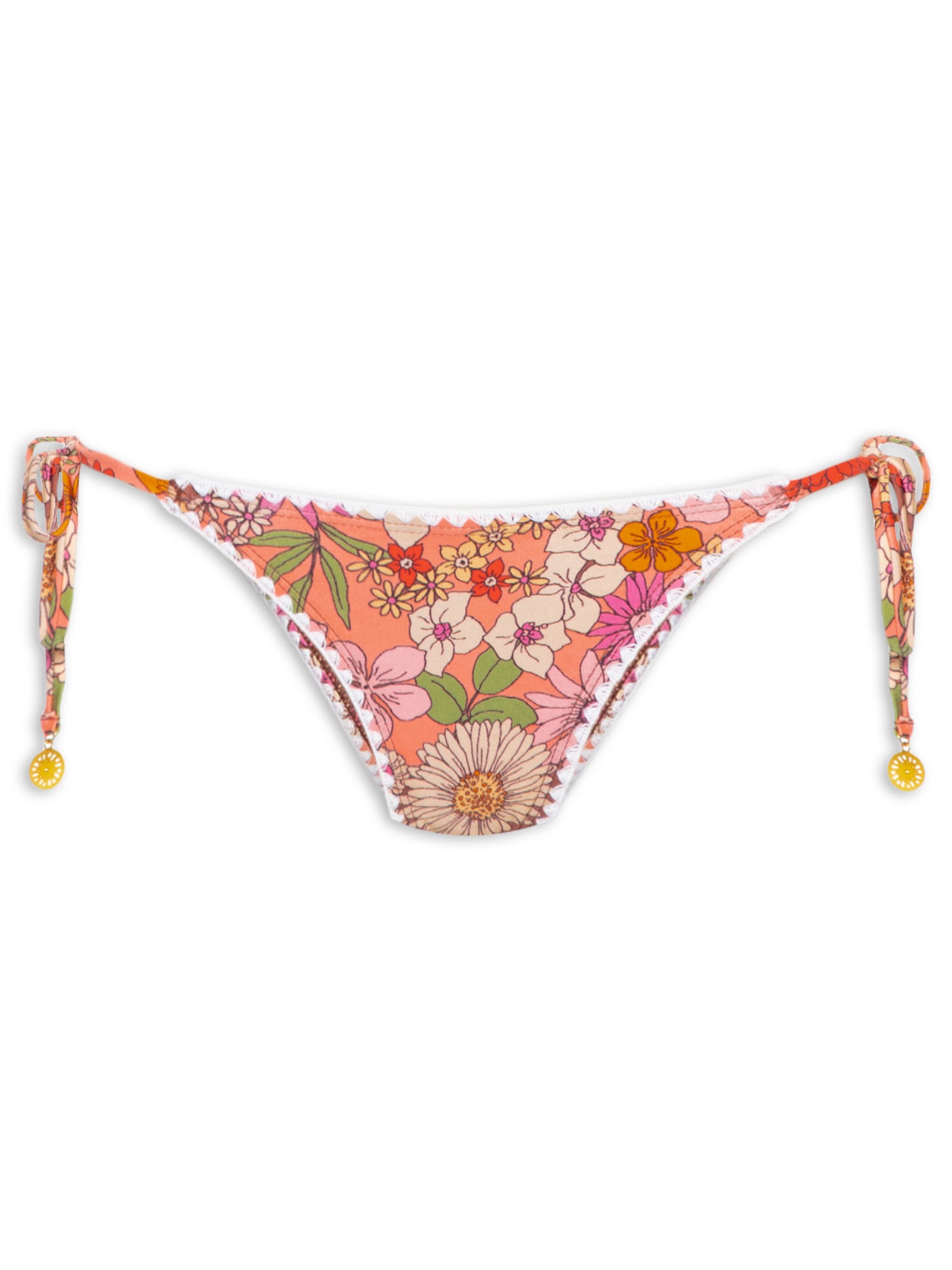 Biquini Cortininha Floral Laranja Mktbeach