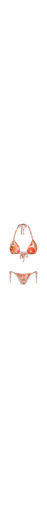 Biquini Cortininha Floral - Laranja
