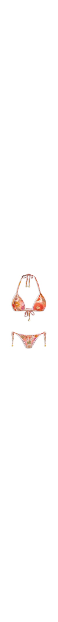 Biquini Cortininha Floral - Laranja