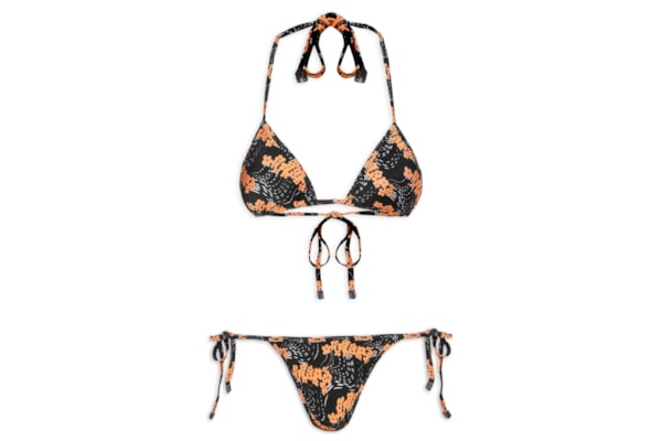 Biquíni Cortininha Floral - Preto