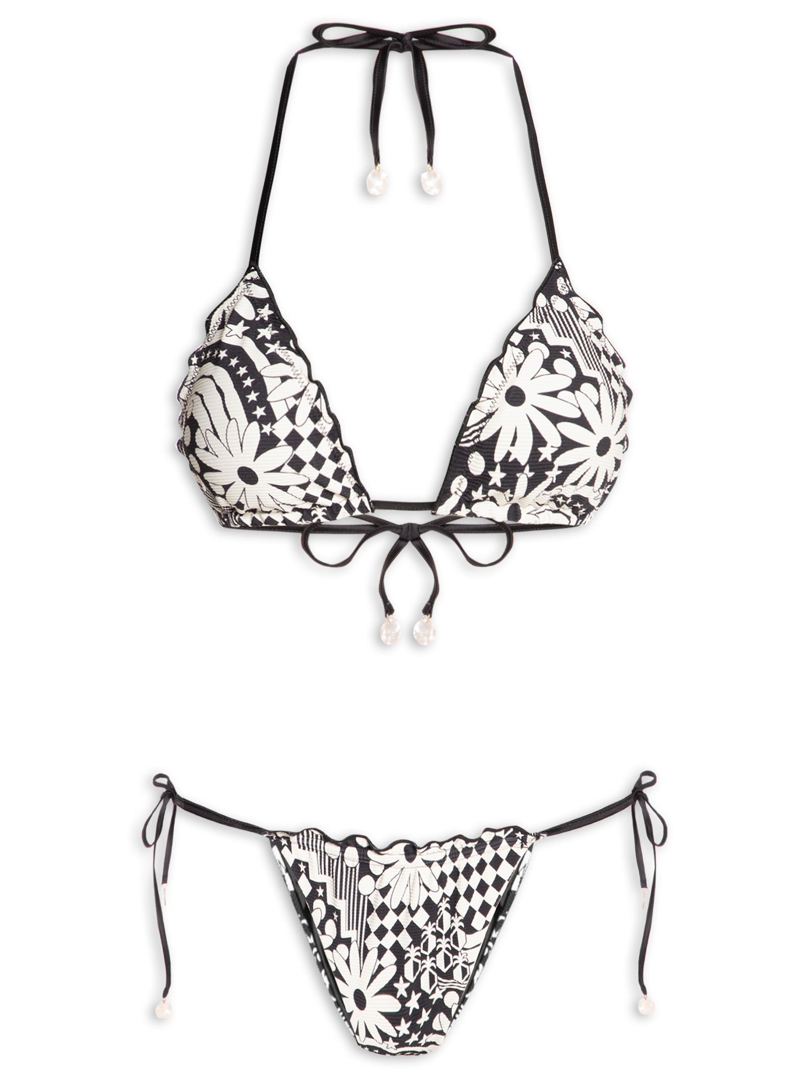 Biquíni Cortininha Floral Preto Mktbeach