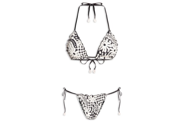 Biquíni Cortininha Floral - Preto