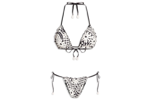 Biquíni Cortininha Floral - Preto