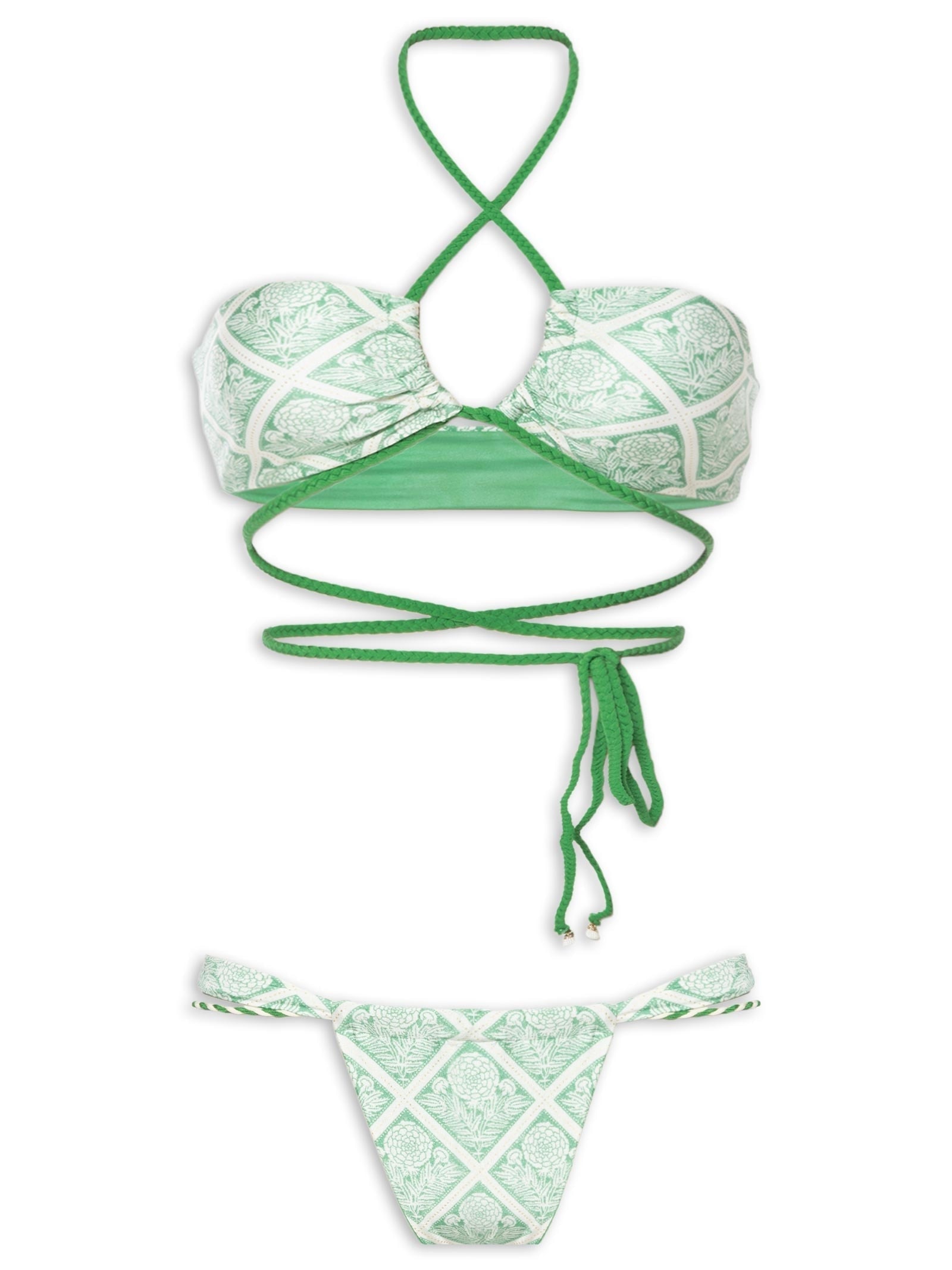 Biquíni Cortininha Invertida Com Amarração Em Corda  Verde Mktbeach