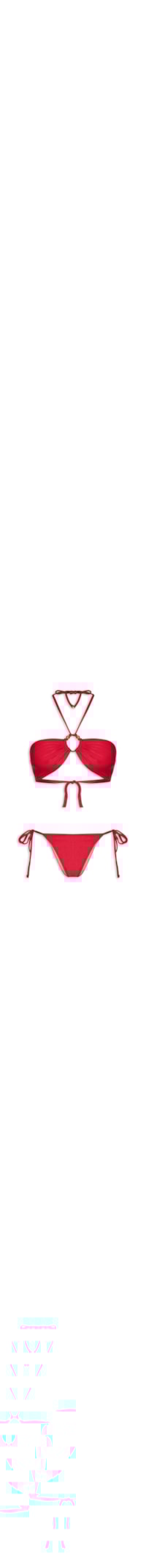 Biquíni Cortininha Invertida E Calcinha De Amarração Lateral - Vermelho