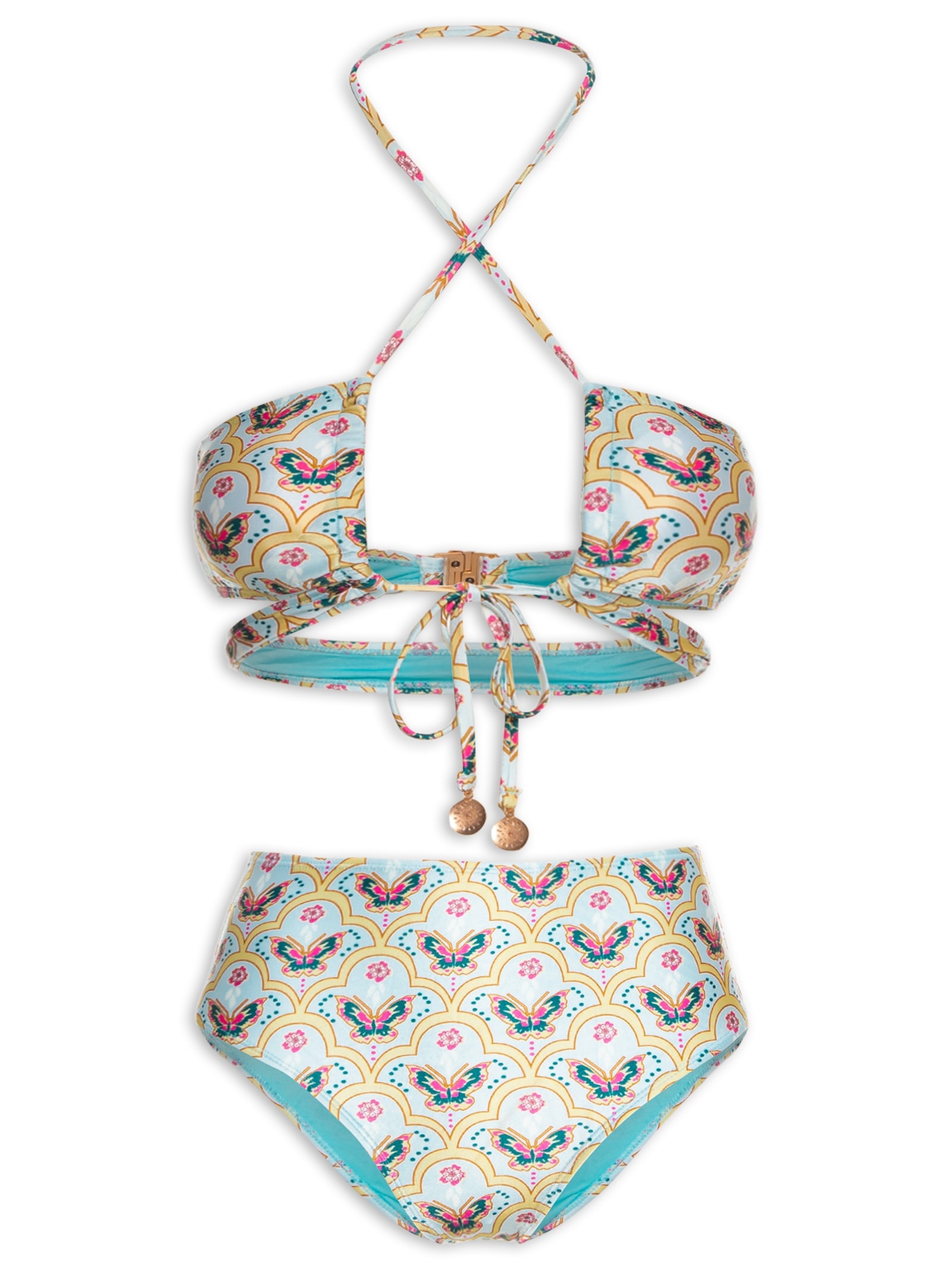 Biquini Cortininha Invertida Estampado Azul Mktbeach