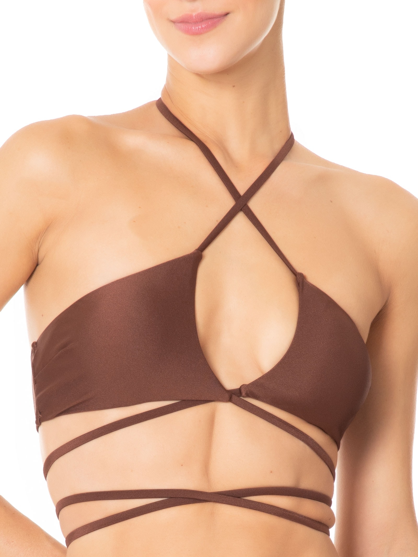 Biquini Cortininha Invertida Marrom Mktbeach