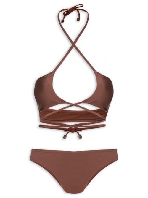 Biquini Cortininha Invertida – Marrom
