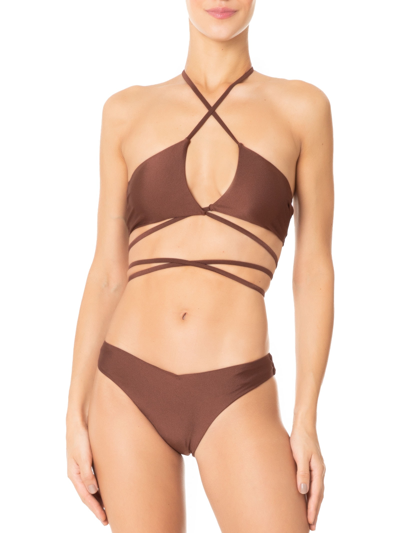 Biquini Cortininha Invertida Marrom Mktbeach