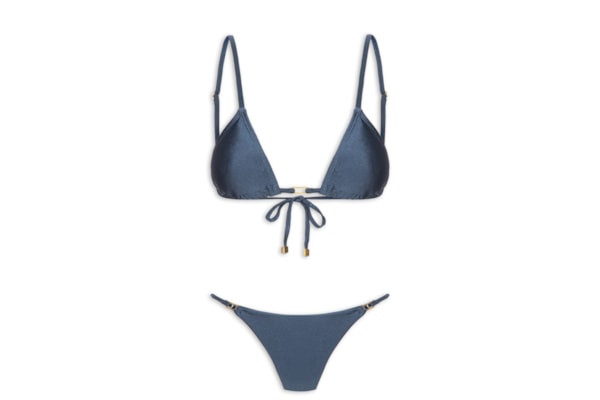 Biquíni Cortininha Liso - Azul