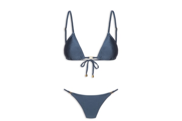 Biquíni Cortininha Liso - Azul